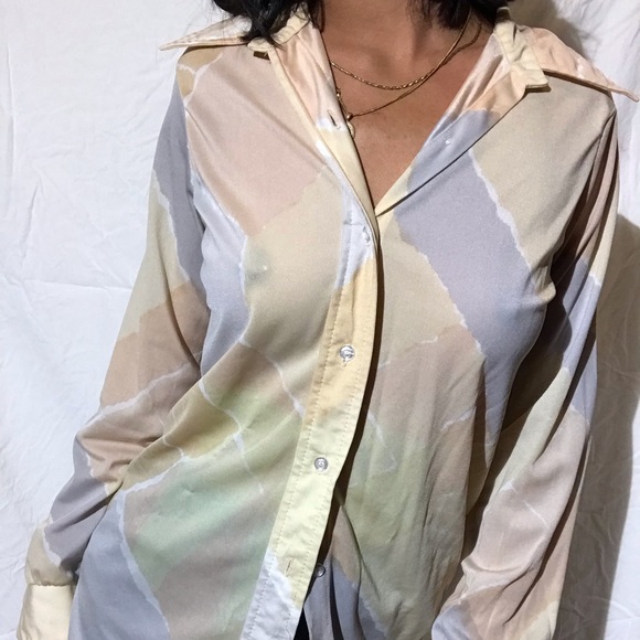 Rare Vintage 70s Sheer Pastel Blouse - Picture 6 of 8